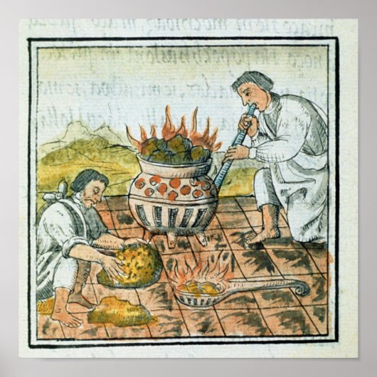 Goud smelten en gieten in het Aztec-imperium Poster (Voorkant)