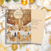 Goud  Sneeuw Overdekt Dorp Vrolijk Kerstfeest Feestdagenkaart
