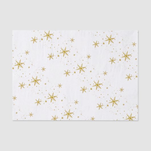 Goud Sneeuwvlokken Kerst Tissue Papier (Voorkant)