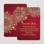 Goud Sneeuwvlokken Rode Kerstmis Save the date (Voorkant / Achterkant)