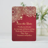 Goud Sneeuwvlokken Rode Kerstmis Save the date (Staand voorkant)