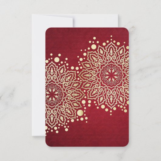 Goud Sneeuwvlokken Rode Kerstmis Save the date (Achterkant)