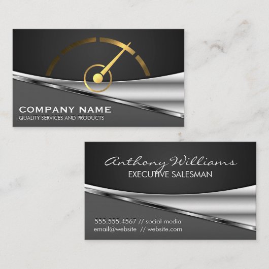 Goud Snelheidsmeter Metaalachtig Visitekaartje (Voorkant / Achterkant)