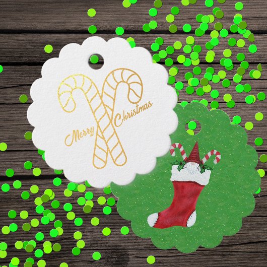 Goud snoep Canes Rood Stocking Gnome Merry Xmas Bedankjes Labels