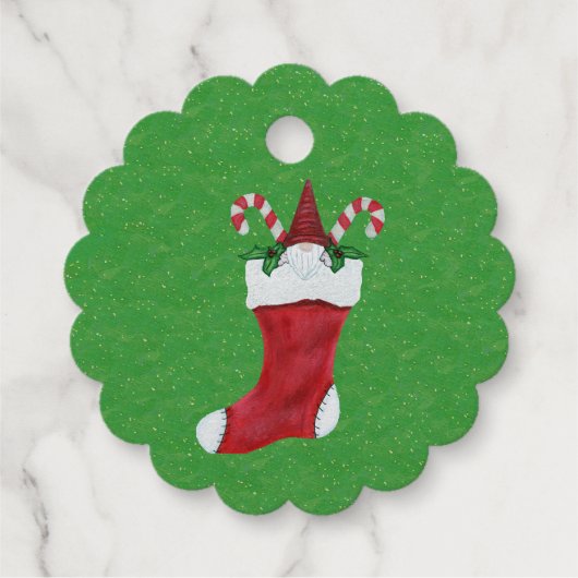 Goud snoep Canes Rood Stocking Gnome Merry Xmas Bedankjes Labels (Achterkant)