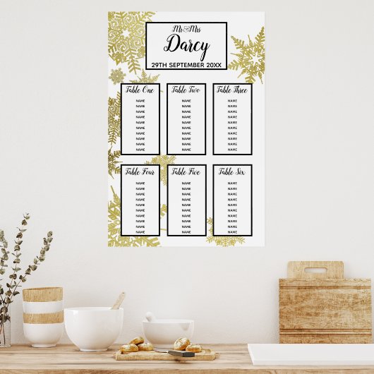 Goud Snowflake-zitkast Poster (Keuken)