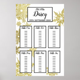 Goud Snowflake-zitkast Poster