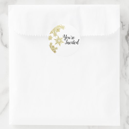 Goud Snowflakes Envelopzegel Ronde Sticker (Tas)