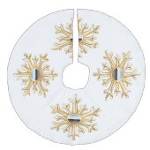 Goud Snowflakes Imitatie Linnen Kerstboom Kleed (Voorkant)