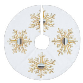 Goud Snowflakes Imitatie Linnen Kerstboom Kleed