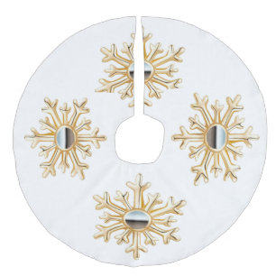 Goud Snowflakes Imitatie Linnen Kerstboom Kleed