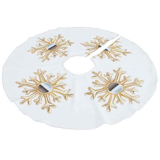 Goud Snowflakes Imitatie Linnen Kerstboom Kleed (Gekanteld)