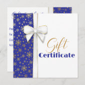 Goud Snowflakes Luxe kerstwitte boe Blauw (Voorkant / Achterkant)