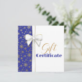 Goud Snowflakes Luxe kerstwitte boe Blauw (Staand voorkant)