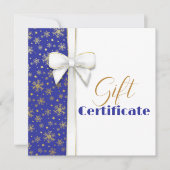 Goud Snowflakes Luxe kerstwitte boe Blauw (Voorkant)