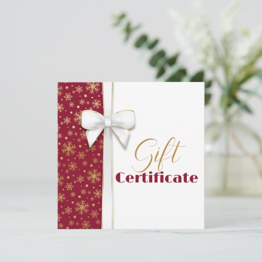 Goud Snowflakes Luxe kerstwitte rode boog (Staand voorkant)