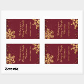Goud Snowflakes Rood kerstfeestdag Wijnlabel Rechthoekige Sticker (Vel)