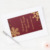 Goud Snowflakes Rood kerstfeestdag Wijnlabel Rechthoekige Sticker (Envelop)