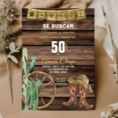 Goud Spaans Western Cowboy Verjaardag Rustiek Hout Kaart