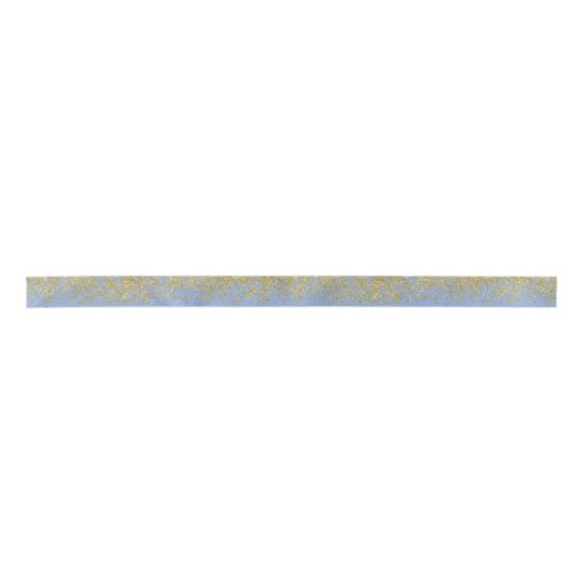 Goud Sparkled Serenity Blue Ribbon Satijnen Lint (Voorkant)
