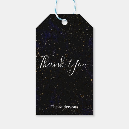 Goud Spatten Moderne Chic Paars Blauw Kosmisch Voo Cadeaulabel (Voorkant)