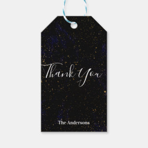 Goud spatten moderne chic paarse blauwe kosmische cadeaulabel