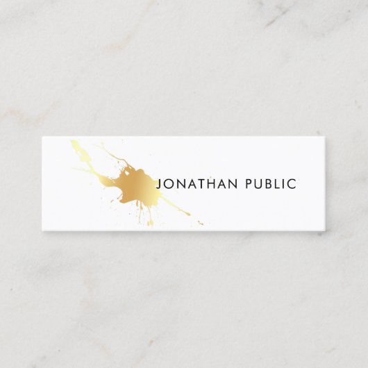 Goud Splash Modern Elegante Template Professioneel Mini Visitekaartje (Voorkant)