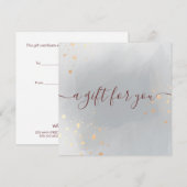 Goud Splatter Grijze Waterverf Cadeaucertificaat (Voorkant / Achterkant)