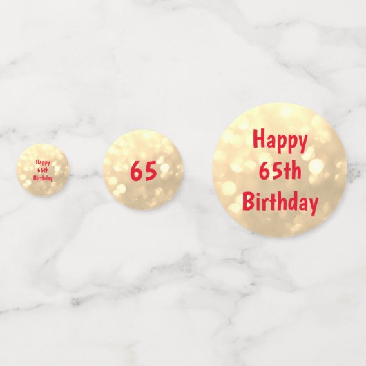 Goud sprankelend Happy 65th Verjaardag ballon ontw Confetti (Voorkanten)