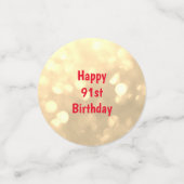 Goud sprankelend Happy 91st Verjaardag ballon ontw Confetti (Kleine voorkant)