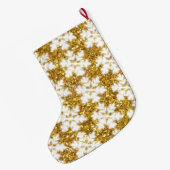 Goud sprankelende glitter sneeuwvlokken grote kerstsok (Achterkant (Hangend))