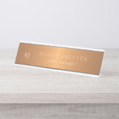 Goud staal koper metaal bedrijfsnaam monogram bureau naambordje (Voorkant)