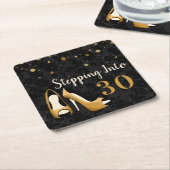 Goud Stap in 30 Vrouw Verjaardagsfeest Kartonnen Onderzetters (Schuin)
