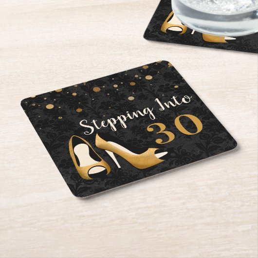 Goud Stap in 30 Vrouw Verjaardagsfeest Kartonnen Onderzetters (Schuin)