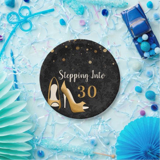 Goud Stap in 30 Vrouw Verjaardagsfeest Papieren Bordje (Feest)