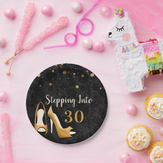 Goud Stap in 30 Vrouw Verjaardagsfeest Papieren Bordje (Feest)