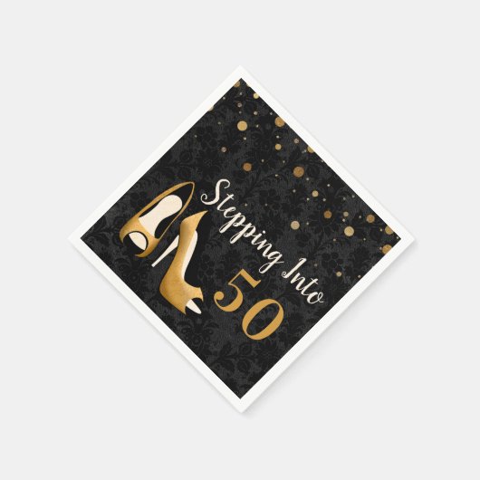 Goud Stap in 50 Vrouw Verjaardagsfeest Servet (Hoek)