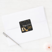 Goud Stap in 50 Vrouw Verjaardagsfeest Vierkante Sticker (Envelop)