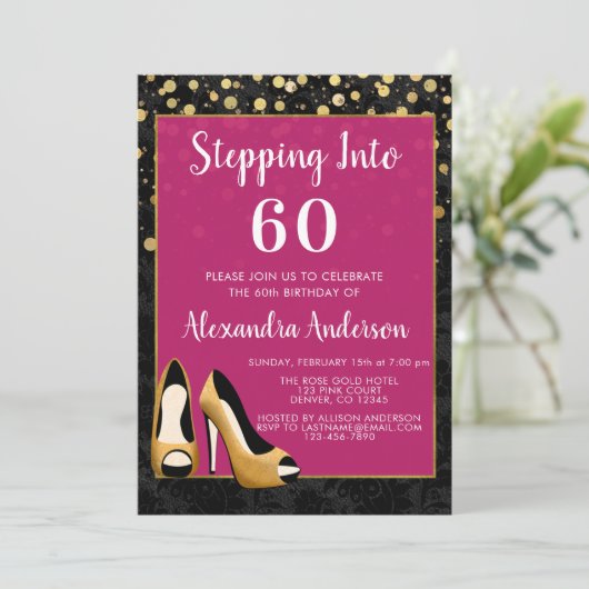 Goud Stap in 60 Verjaardagsfeestje Kaart (Staand voorkant)