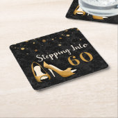 Goud Stap in 60 Vrouw Verjaardagsfeest Kartonnen Onderzetters (Schuin)