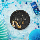 Goud Stap in 60 Vrouw Verjaardagsfeest Papieren Bordje (Feest)