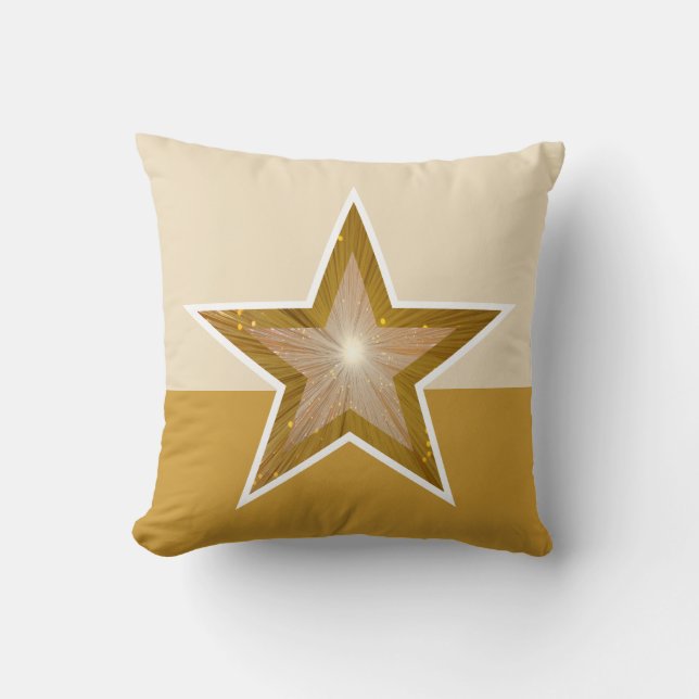"Goud" Star-kussen met vierkante goudcrème Kussen (Voorkant)