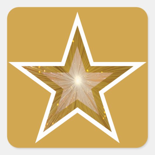 "Goud" Star Squker geel Vierkante Sticker (Voorkant)