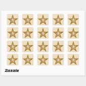 "Goud" Star-sticker met vierkante crème Sticker (Vel)