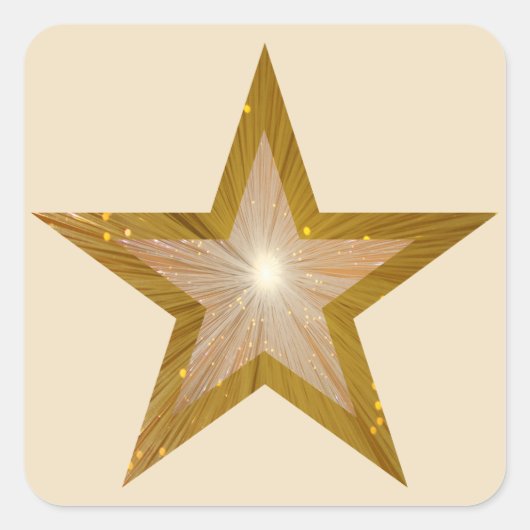 "Goud" Star-sticker met vierkante crème Vierkante Sticker (Voorkant)