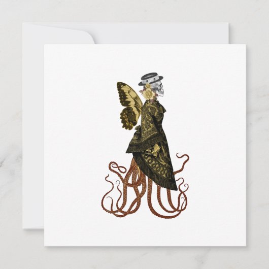 Goud SteamPunk Serie Ontwerp 5 Uitnodiging (Voorkant)