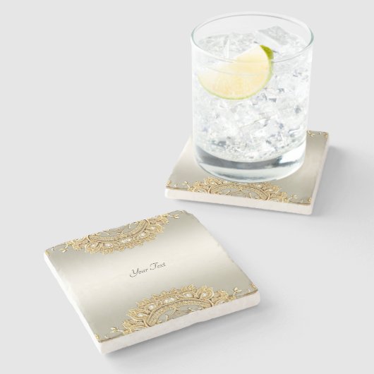 Goud  stenen Onderzetter (Zijkant)