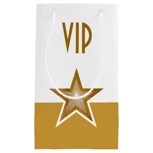 Goud Ster afdruk VIP goud wit klein Cadeauzakje (Voorkant)