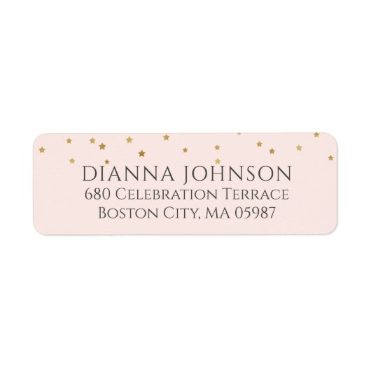 Goud Ster Retour Adres Blush Roze Etiket (Voorkant)