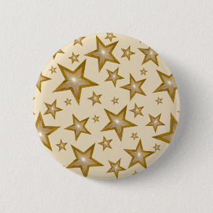 "Goud" sterren knopcrème Ronde Button 5,7 Cm